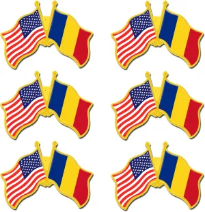 6/12/50/100 Pack -American Romania Friendship Flag Pins Bulk -1.4” Metal US USA Romanian Lapel Pins Badge Button Souvenir