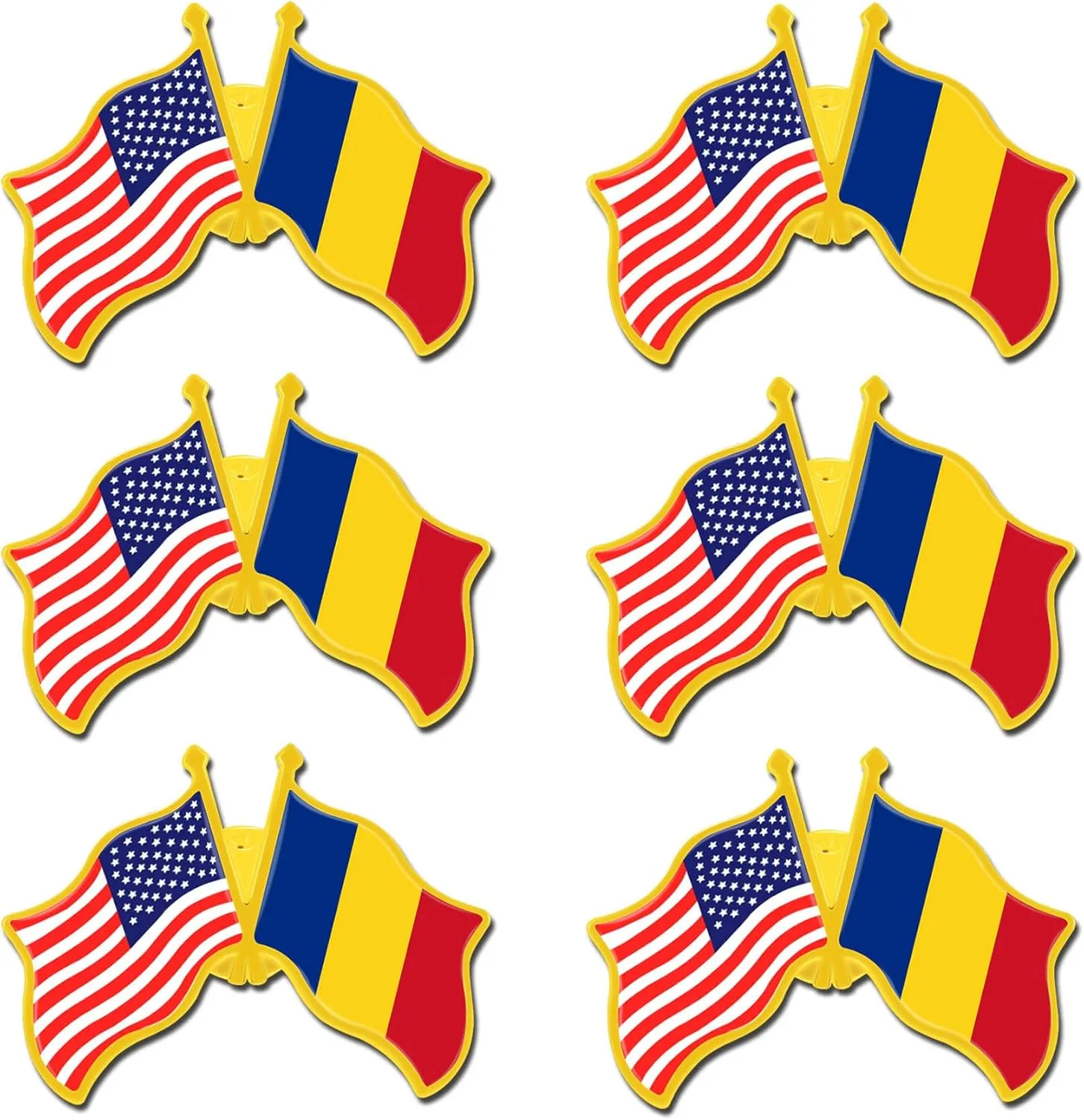 6/12/50/100 Pack -American Romania Friendship Flag Pins Bulk -1.4” Metal US USA Romanian Lapel Pins Badge Button Souvenir