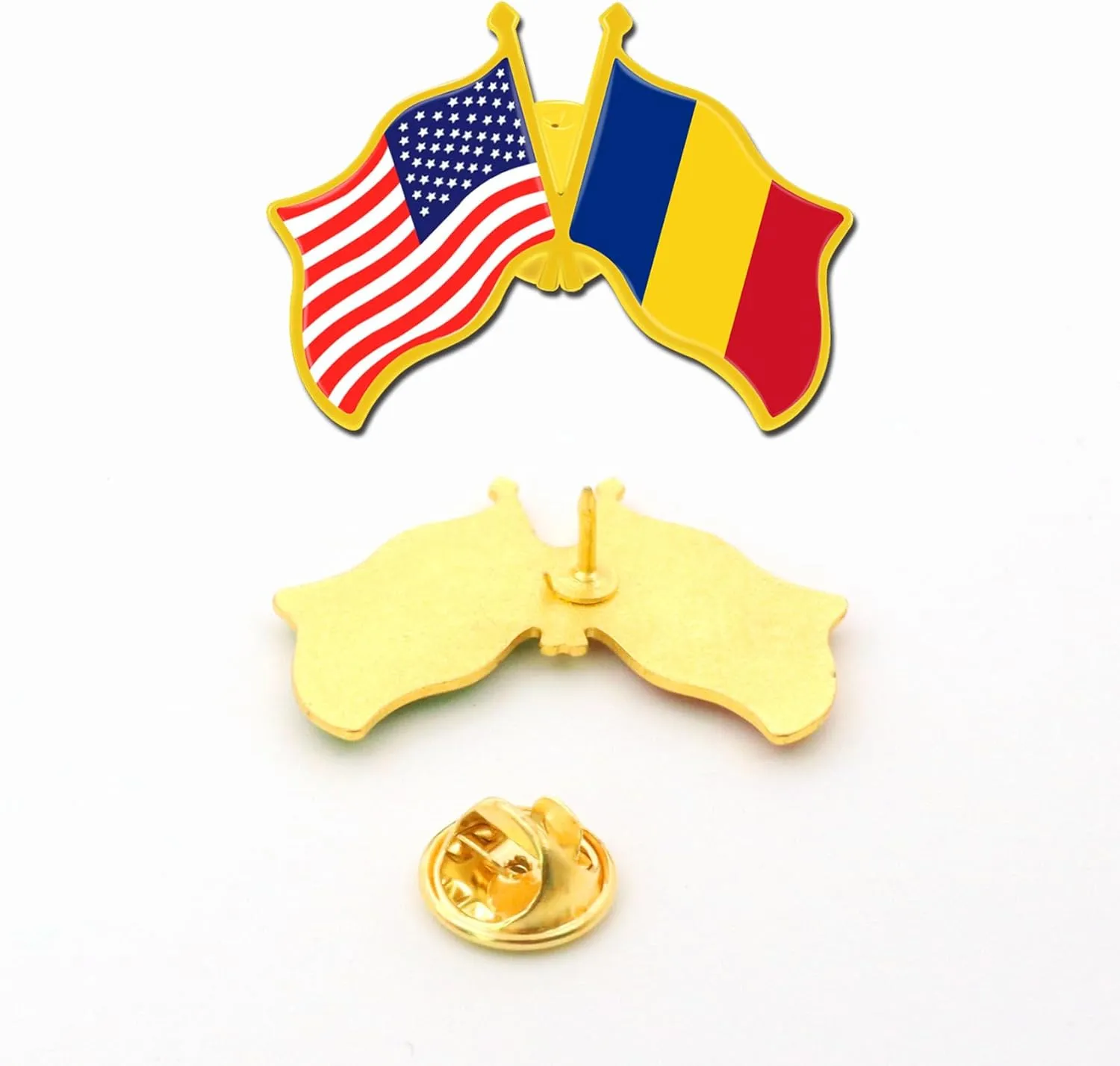6/12/50/100 Pack -American Romania Friendship Flag Pins Bulk -1.4” Metal US USA Romanian Lapel Pins Badge Button Souvenir