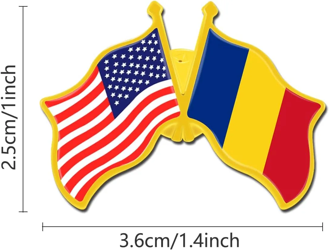 6/12/50/100 Pack -American Romania Friendship Flag Pins Bulk -1.4” Metal US USA Romanian Lapel Pins Badge Button Souvenir
