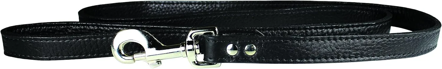 6274-BK Luxe Leather Dog Leash, Black