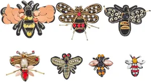 7 Styles Bee Beaded Patch Bees Sewing Applique Patches Insect Patches Embroidery Patch for Jeans Jackets Clothing Handbag Shoes Dress DIY Crafting