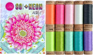 80wt   Neon Aurifil Thread 80 wt Cotton 10 Small spools by Tula Pink TP80UD10