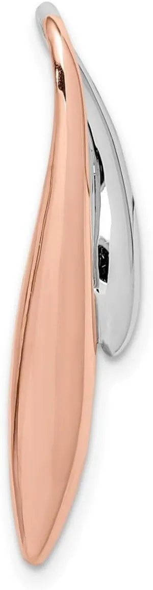925 Sterling Silver Rhodium Plated and Rose Gold Plated Polished Slide 29.9mm long 2.4mm Thick - Jewelry Gift for Mom