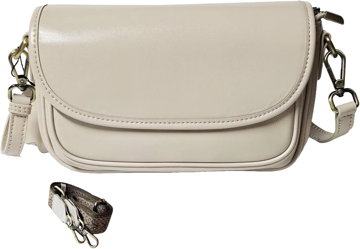 9" Women Genuine Cow Real Leather Crossbody Bag Purse with 2 Adjutable Shoulder Straps