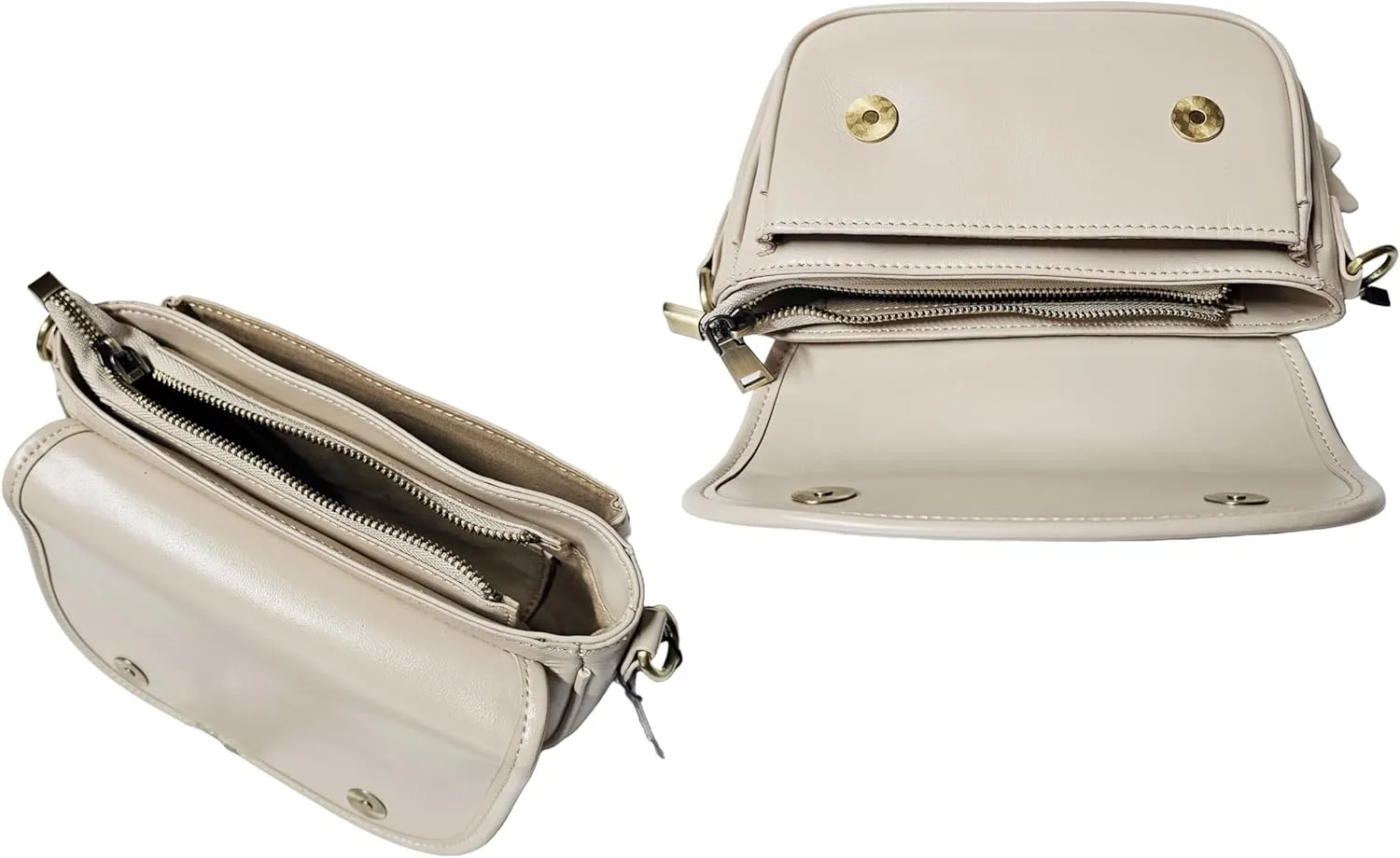 9" Women Genuine Cow Real Leather Crossbody Bag Purse with 2 Adjutable Shoulder Straps