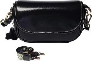 9" Women Genuine Cow Real Leather Crossbody Bag Purse with 2 Adjutable Shoulder Straps