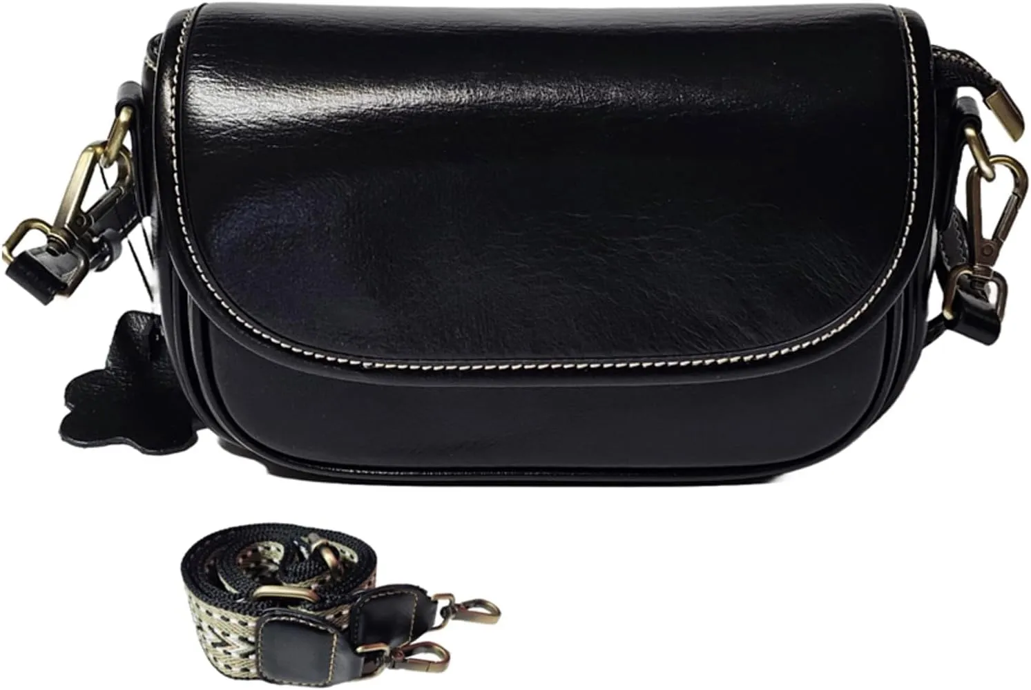 9" Women Genuine Cow Real Leather Crossbody Bag Purse with 2 Adjutable Shoulder Straps