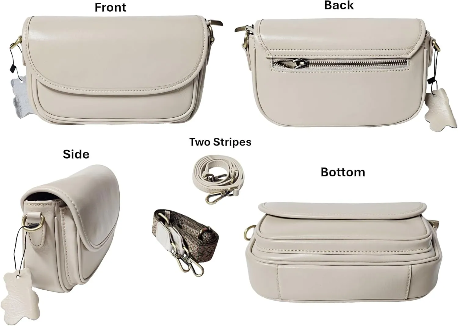 9" Women Genuine Cow Real Leather Crossbody Bag Purse with 2 Adjutable Shoulder Straps