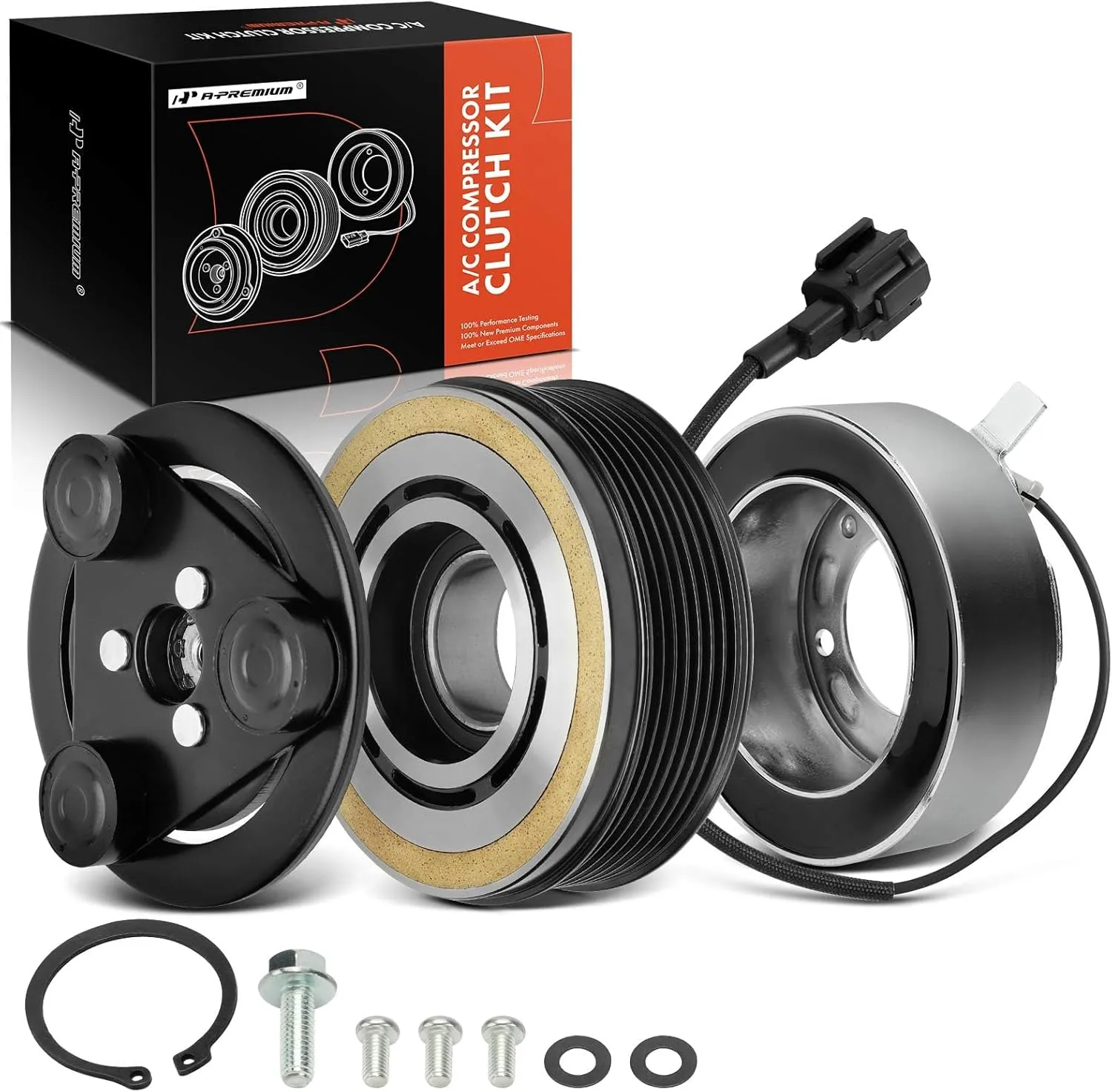 A-Premium Air Conditioner AC Compressor Clutch Kit Compatible with Nissan Pathfinder 2005-2012, NV1500 NV2500 NV3500 2012-2021, 4.0L