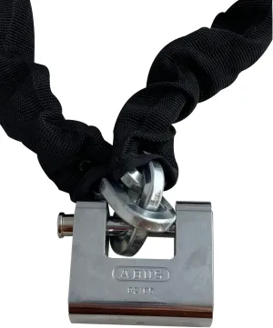 ABUS Hardened Steel 8KS 6 Foot x 5/16" Thick Square Security Chain with ABUS 92/65 Monoblock Brass Padlock Keyed Different, for Bikes, Containers, Trailers, ATV's, Motorcycles and Personal/Industrial