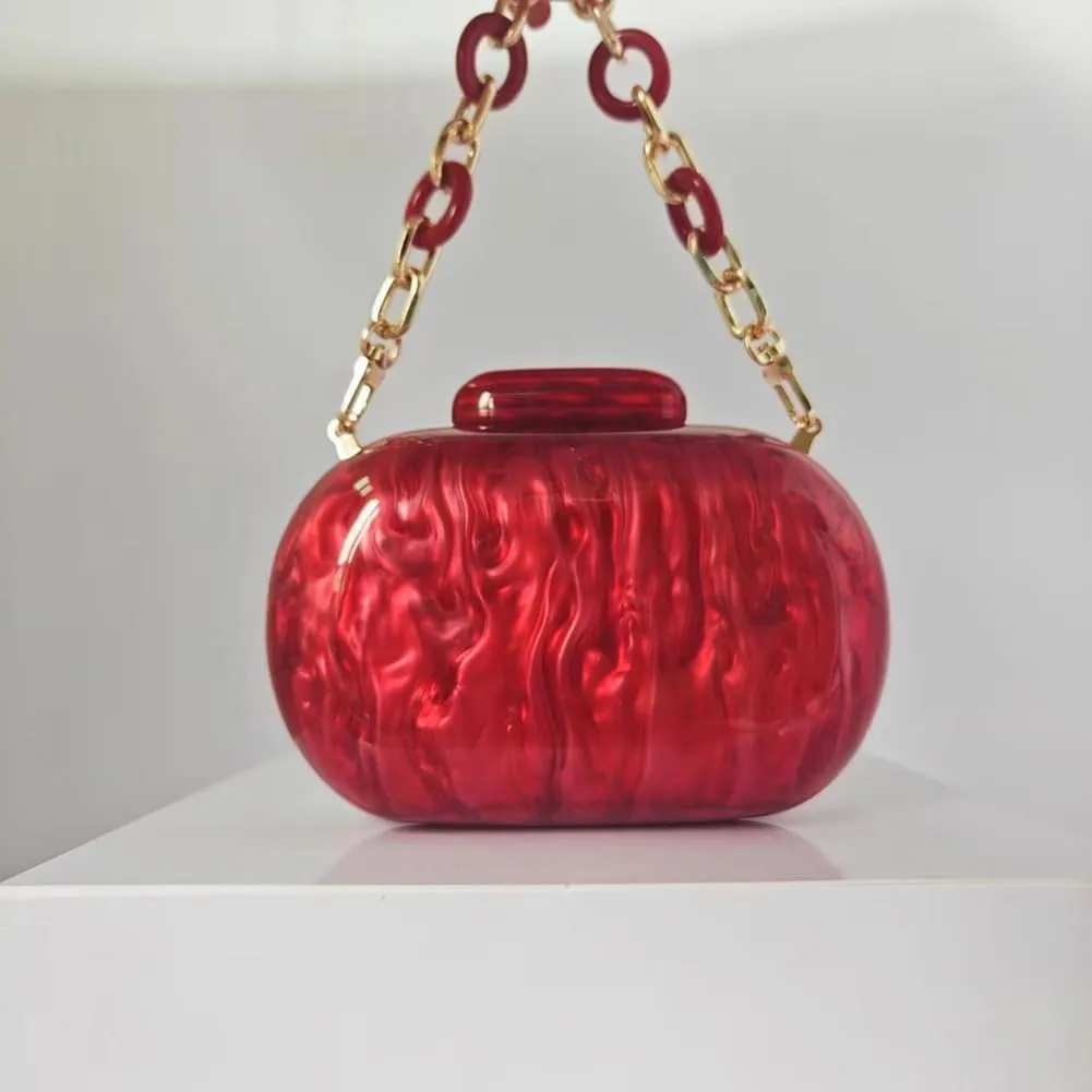 Acrylic Bubble Bag Luxury Marble Clutch Evening Purses for Women Glitter Handbag for Wedding Party Prom
