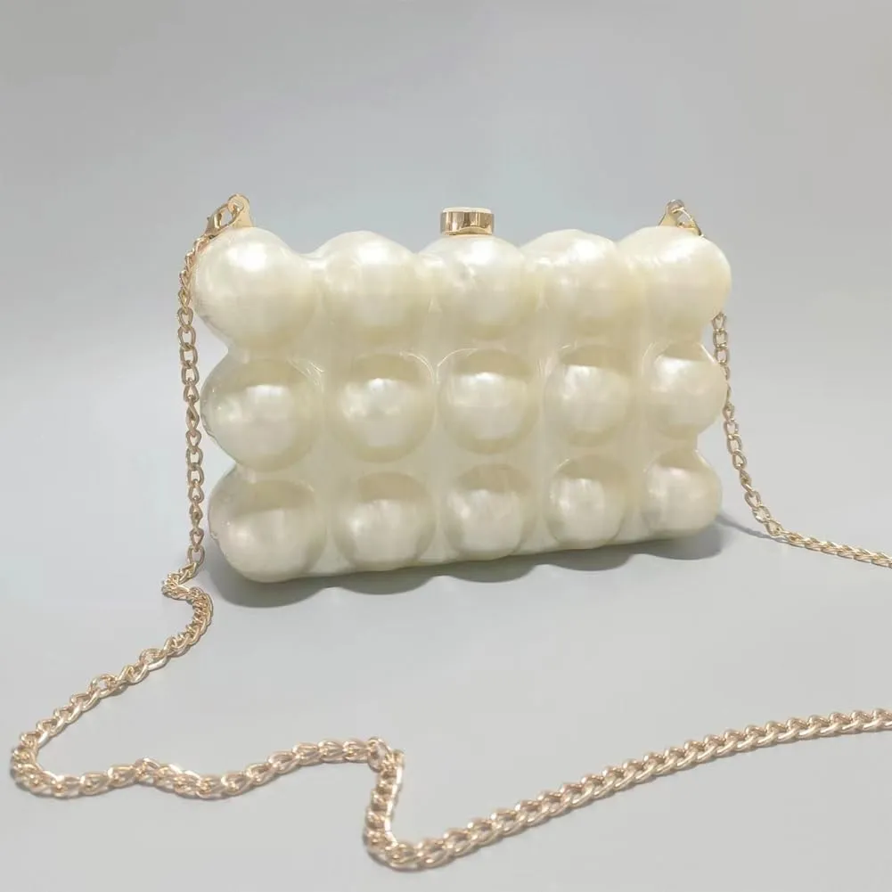 Acrylic Bubble Bag Luxury Marble Clutch Evening Purses for Women Glitter Handbag for Wedding Party Prom