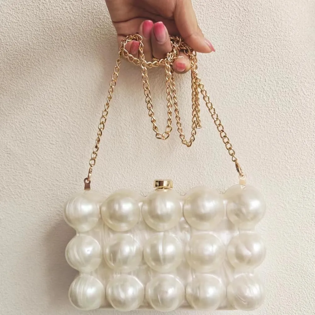 Acrylic Bubble Bag Luxury Marble Clutch Evening Purses for Women Glitter Handbag for Wedding Party Prom