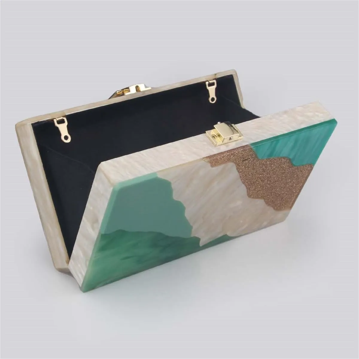 Acrylic Clutch for Women Marbled Purses and Handbags Elegant Wedding Purse Party Prom Chain Shoulder Bag