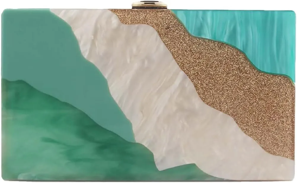 Acrylic Clutch for Women Marbled Purses and Handbags Elegant Wedding Purse Party Prom Chain Shoulder Bag