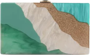 Acrylic Clutch for Women Marbled Purses and Handbags Elegant Wedding Purse Party Prom Chain Shoulder Bag