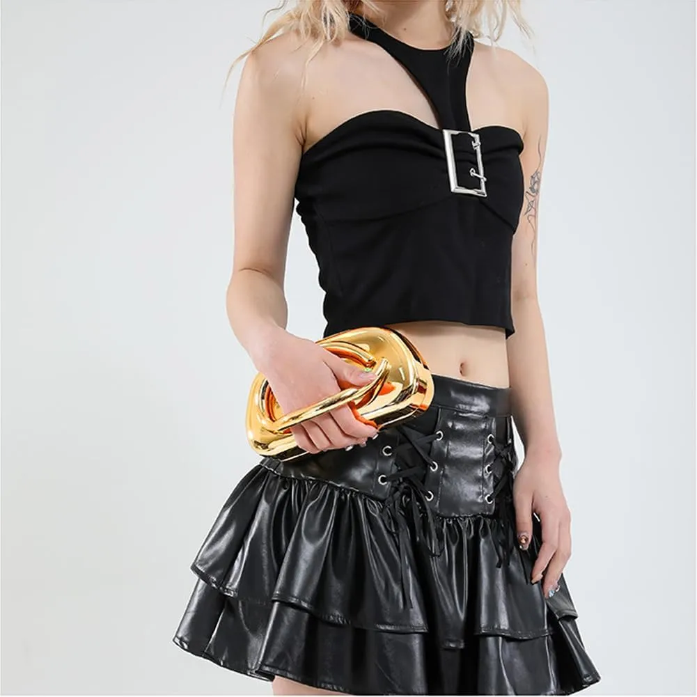 Acrylic Clutch Purse for Women Classic Round Acrylic Evening Handbag Vintage Metal Handlebars Bag for Wedding Party Prom