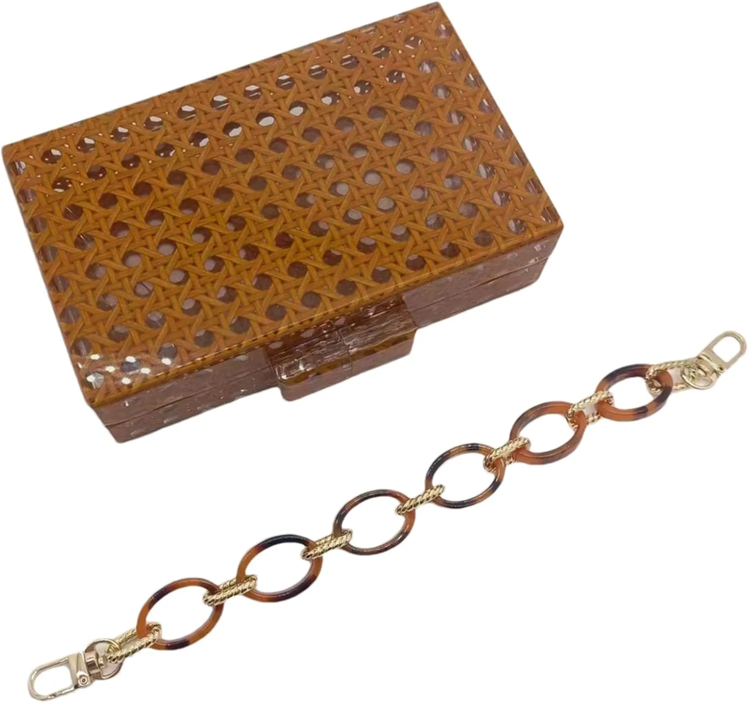 Acrylic Clutch Purse for Women Colorful Evening Handbag Geometric Marbling Box Bag with Detachable Chain