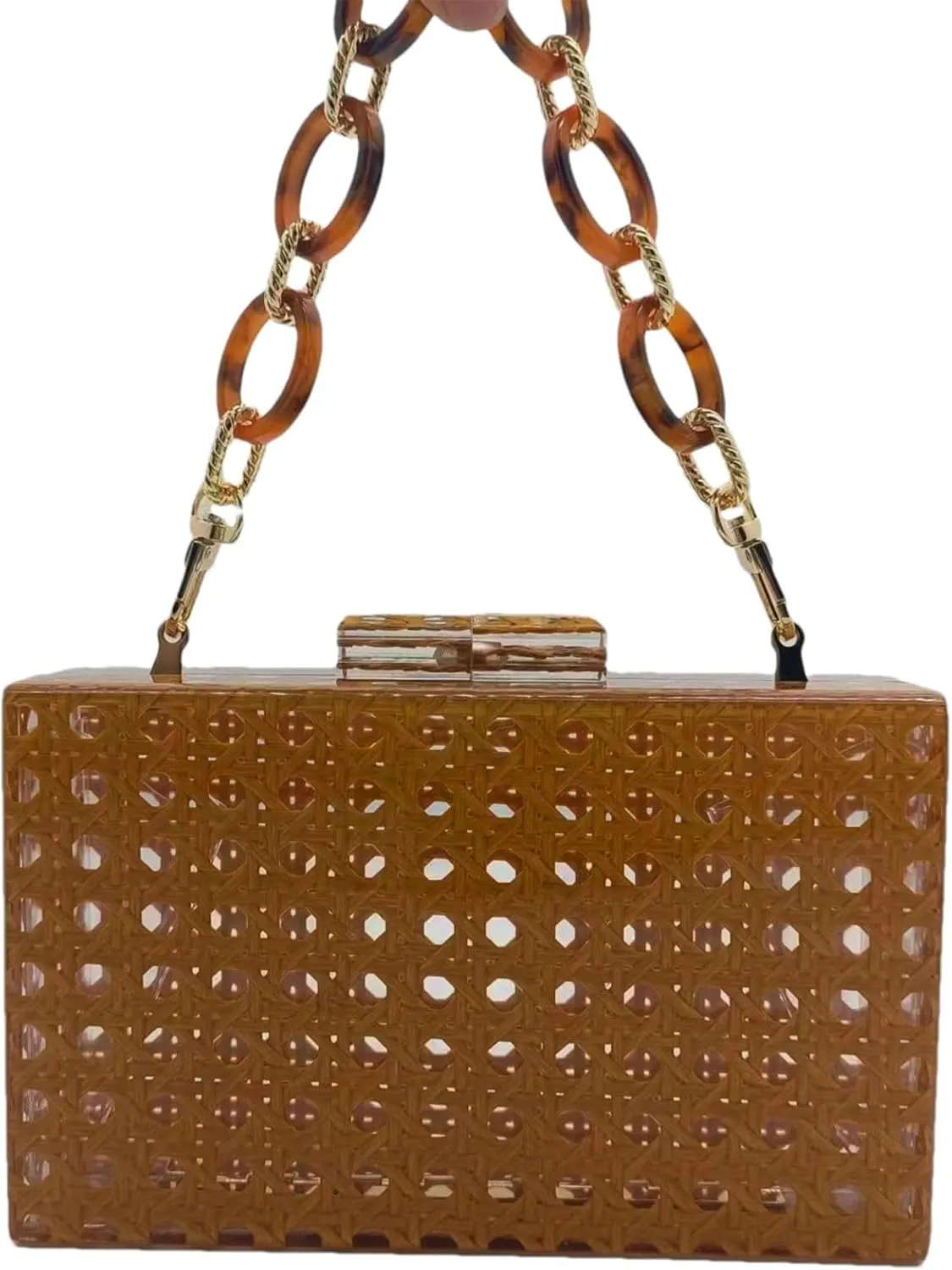 Acrylic Clutch Purse for Women Colorful Evening Handbag Geometric Marbling Box Bag with Detachable Chain