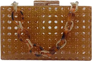 Acrylic Clutch Purse for Women Colorful Evening Handbag Geometric Marbling Box Bag with Detachable Chain