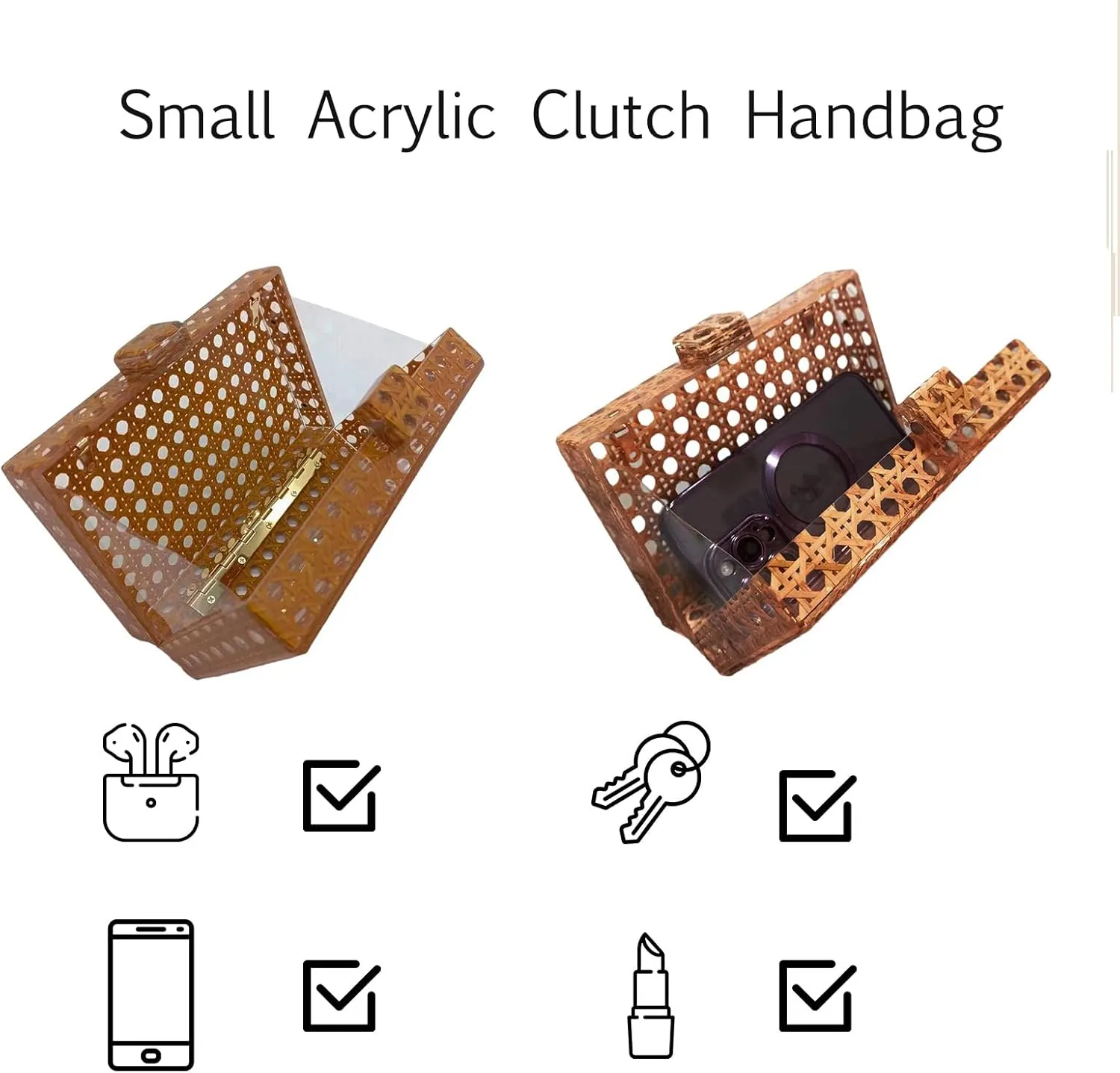 Acrylic Clutch Purse for Women Colorful Evening Handbag Geometric Marbling Box Bag with Detachable Chain