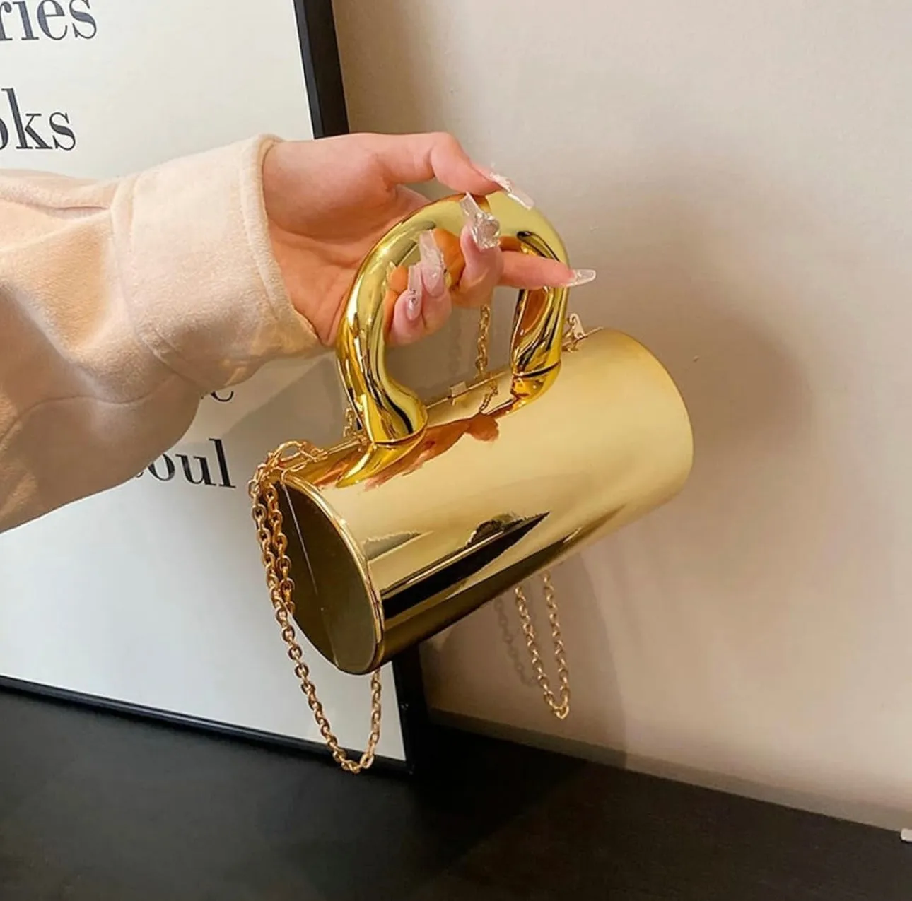 Acrylic Clutch Tote Bag for Women Silver Purse Hobo Bag Satchel Crossbody Bags Y2k Purse Acrylic Purse Shoulder Bag