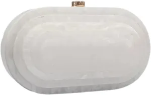 Acrylic Evening Clutch Bag for Women Shell Shape Shoulder Crossbody Bag Glitter Marble Purse Handbag