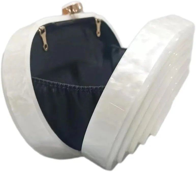 Acrylic Evening Clutch Bag for Women Shell Shape Shoulder Crossbody Bag Glitter Marble Purse Handbag