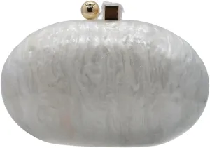 Acrylic Evening Clutch Bag for Women Shell Shape Shoulder Crossbody Bag Glitter Marble Purse Handbag