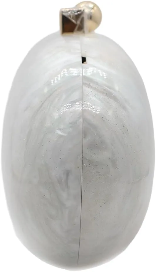Acrylic Evening Clutch Bag for Women Shell Shape Shoulder Crossbody Bag Glitter Marble Purse Handbag
