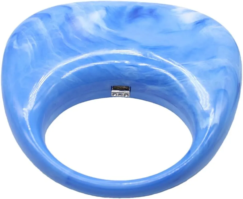 Acrylic Evening Clutch Purse Top-handle Moon Hobo Bag, Elegant Marble Handbag for Wedding Cocktail Party