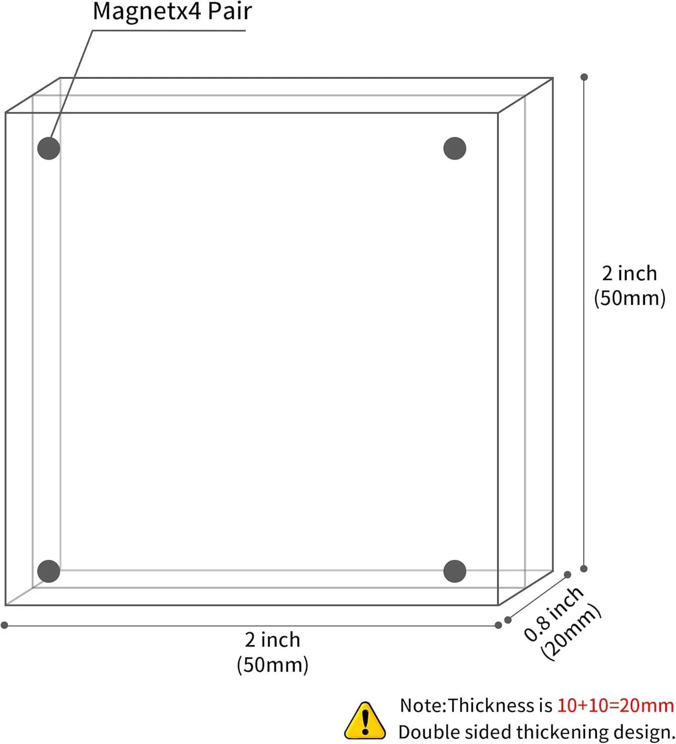 Acrylic Mini Frames 2x2, 3 Pack, Small Frame 2x2 for Tickets, Clear Picture Frame Small Tips Holder