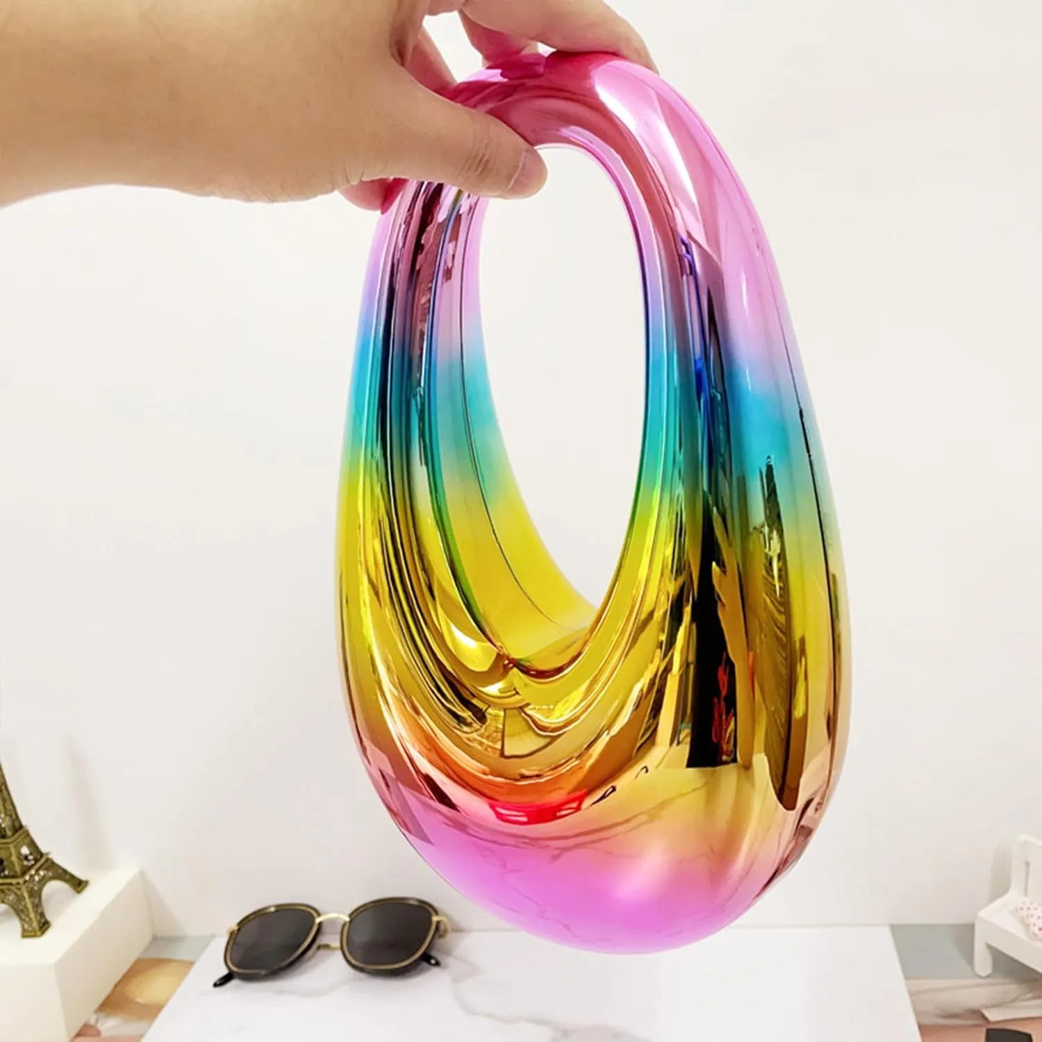 Acrylic Moon Shape Evening Clutch Purse For Women Metal Chains Unique Shoulder Bag Handbag For Wedding Party Prom (Black,Female,Adult)