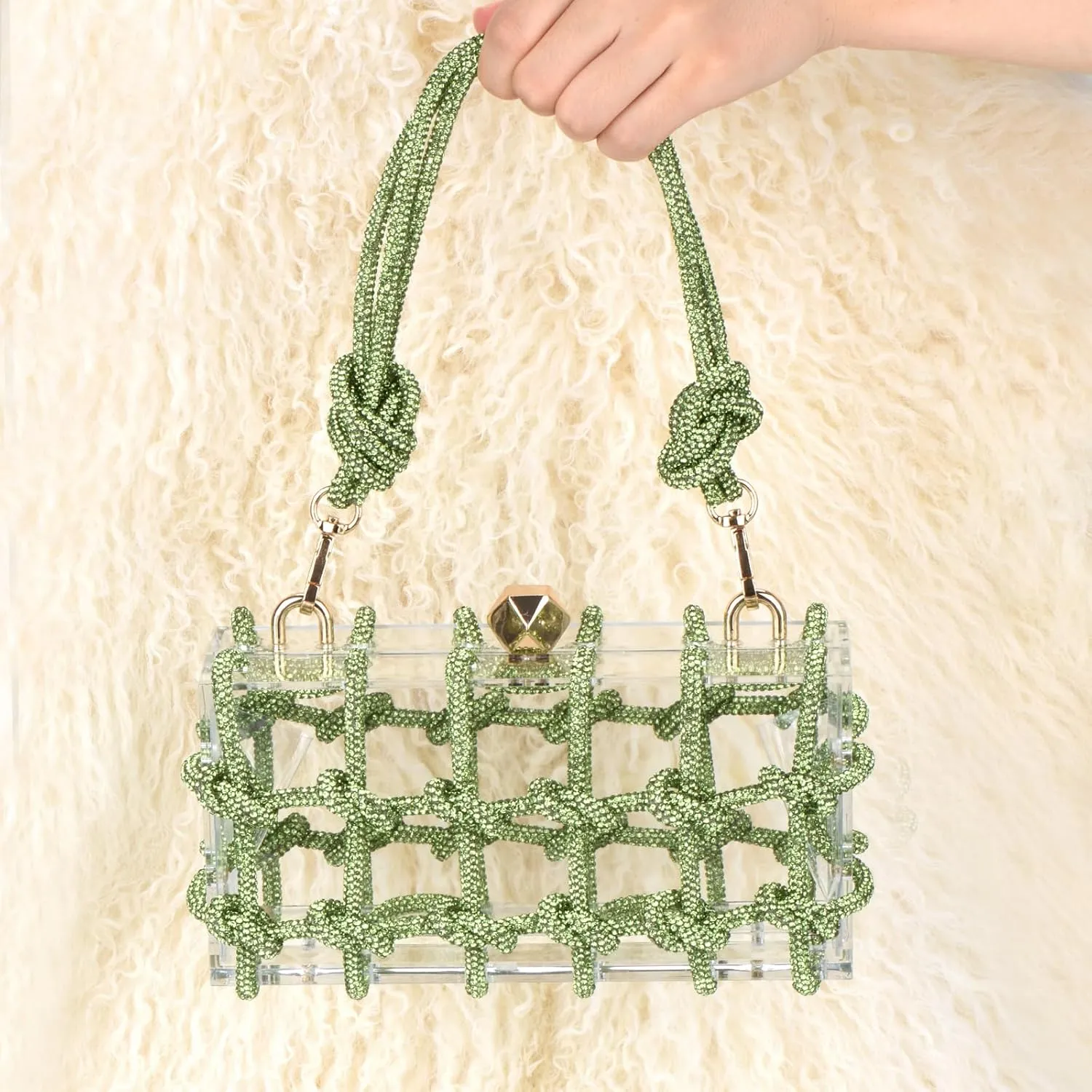 Acrylic Purse Bag with Rhinestones Clutch Purse Evening Clutches for Wedding and Party