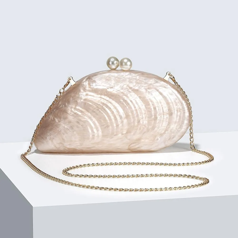 Acrylic Shell Clutch Purse for Women Fashion Acrylic Evening Bag Unique Evening Purse for Wedding Party Prom