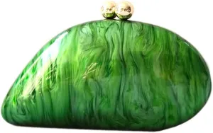 Acrylic Shell Shaped Bag Luxury Marble Clutch Evening Purses for Women Glitter Handbag for Wedding Cocktail Party Prom