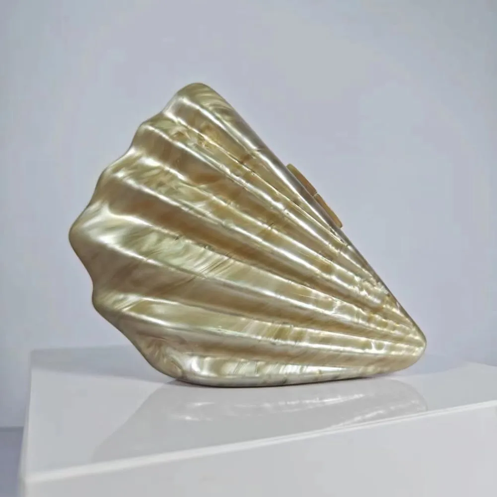 Acrylic Shell Shaped Bag Luxury Marble Clutch Evening Purses for Women Glitter Handbag for Wedding Cocktail Party Prom