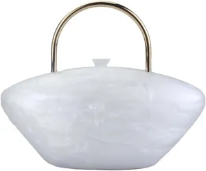 Acrylic Shell Shaped Clutch Purse Marbling Evening Handbags for Women Wedding Party Prom Cross Body Bag