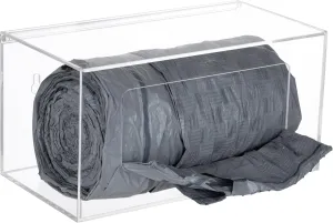 Acrylic Trash Bag Storage Dispenser with Lid, Garbage Bag Dispenser Roll Holder Under Sink, Wall Mounted 13 Gallon Trash Bag Holder Dispenser Organizer Under Sink for Kitchen Cabinet, Clear