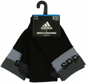 adidas Cushioned Blocked Linear Logo Socks - 3-Pack, Crew (for Men) - BLACK/ONIX GREY/LIGHT ONIX GREY (L)