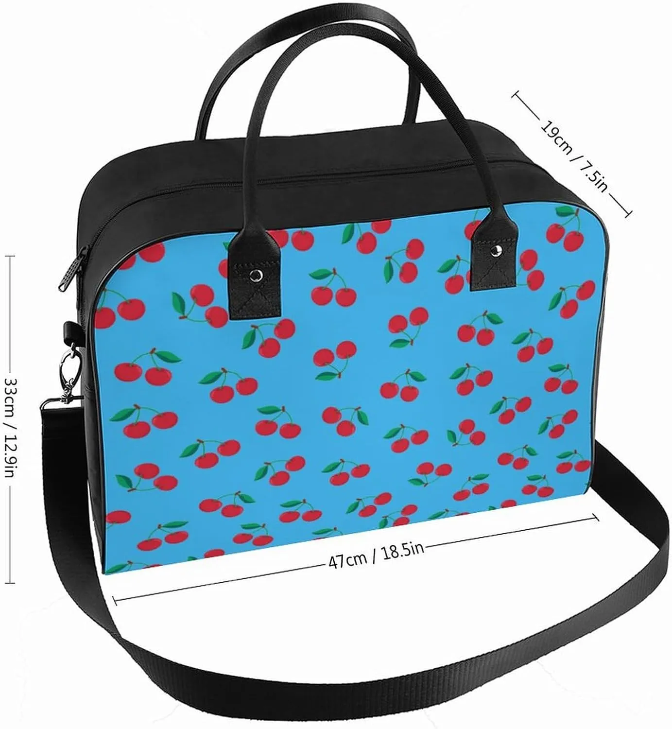Adult High-capacity Nylon Berries Patterns Simple Handbag for Touring 13" X 19" X 8"