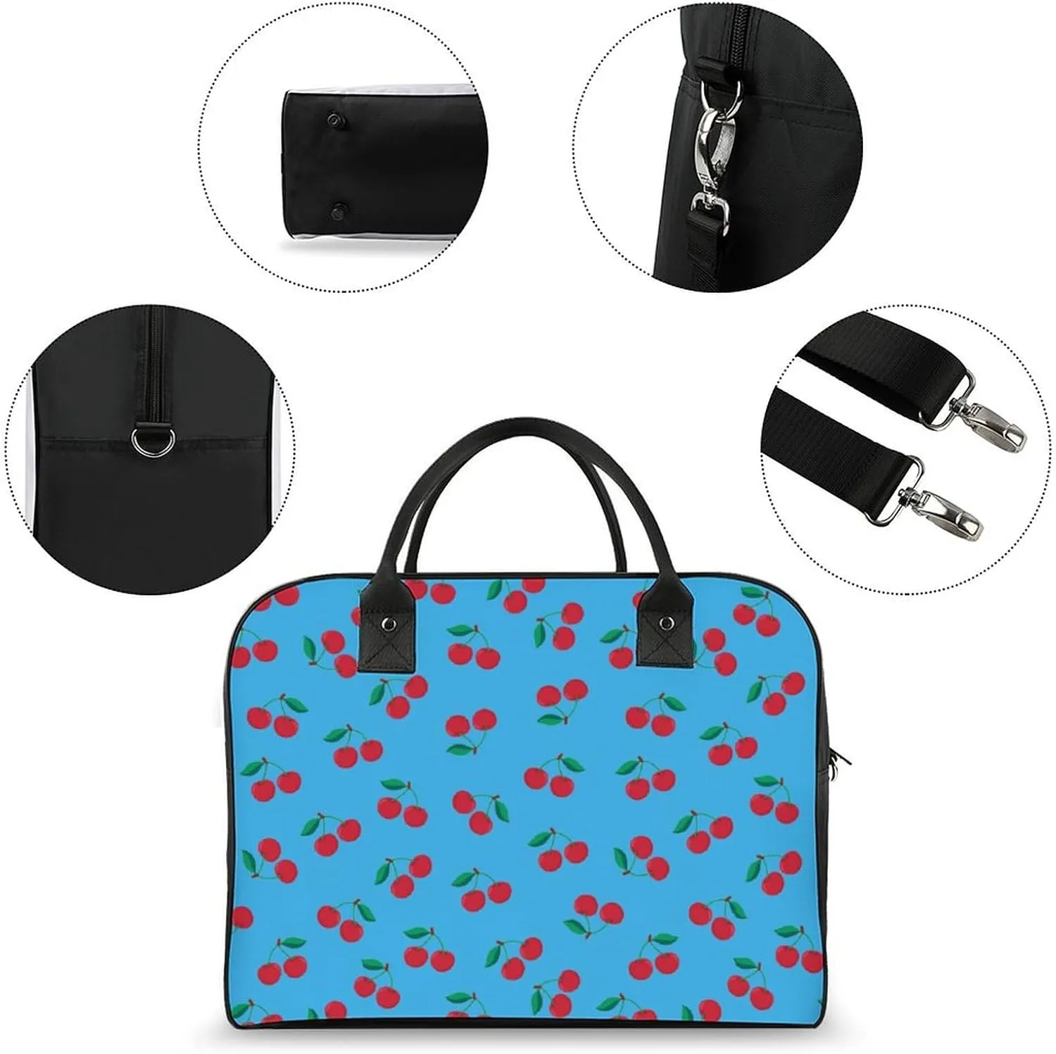 Adult High-capacity Nylon Berries Patterns Simple Handbag for Touring 13" X 19" X 8"