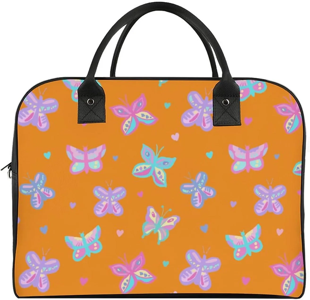 Adult High-capacity Nylon Colorful Butterfly Retro Handbag for Touring 13" X 19" X 8"