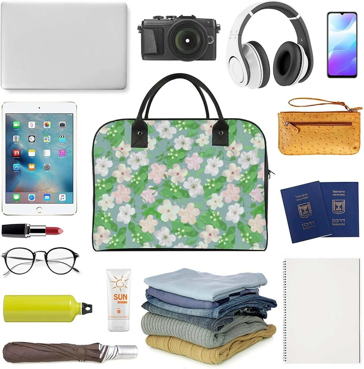 Adult Shoulder Nylon Colorful Butterfly Office Handbag for Travel 13" X 19" X 8"