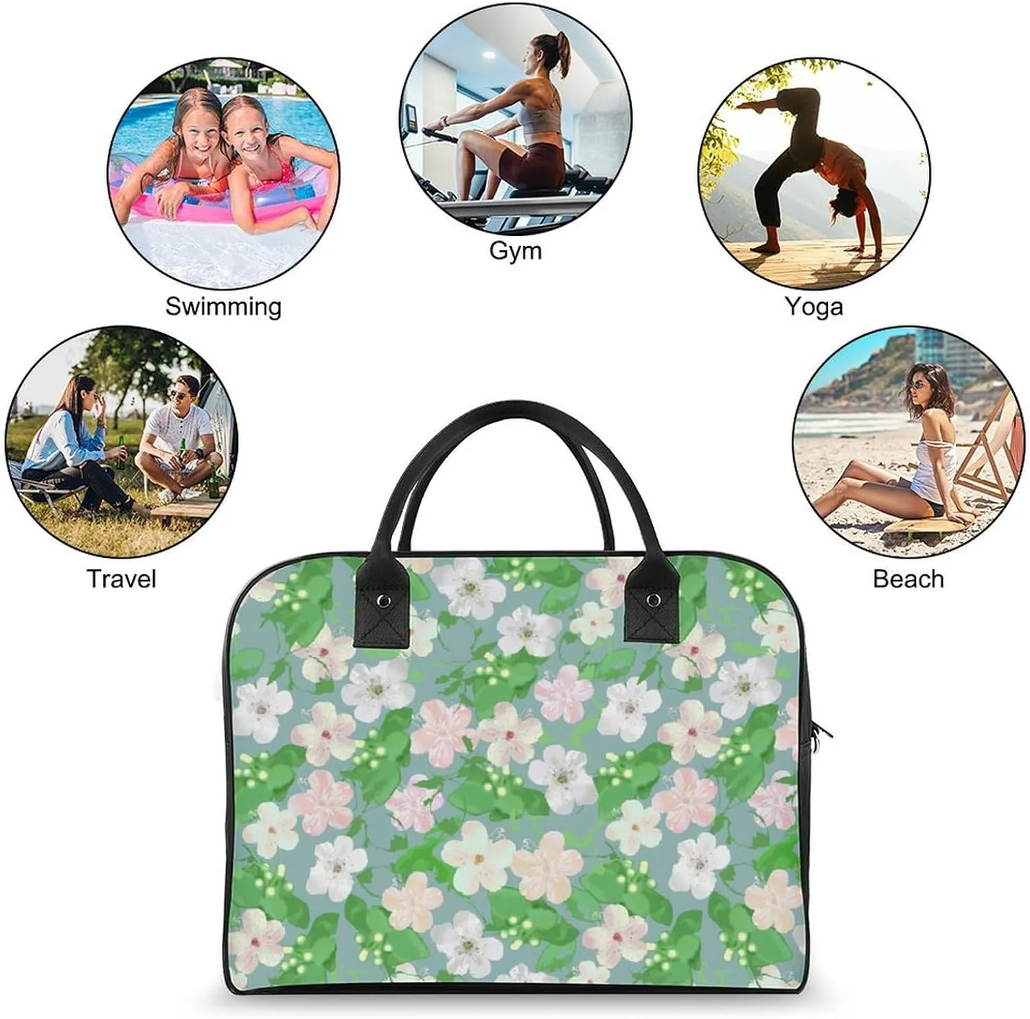 Adult Shoulder Nylon Colorful Butterfly Office Handbag for Travel 13" X 19" X 8"