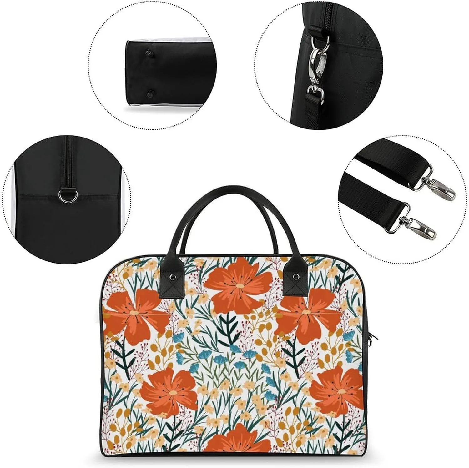 Adults Crossbody Nylon Lotus Florals Fashion Handbag for Business Trip 13" X 19" X 8"