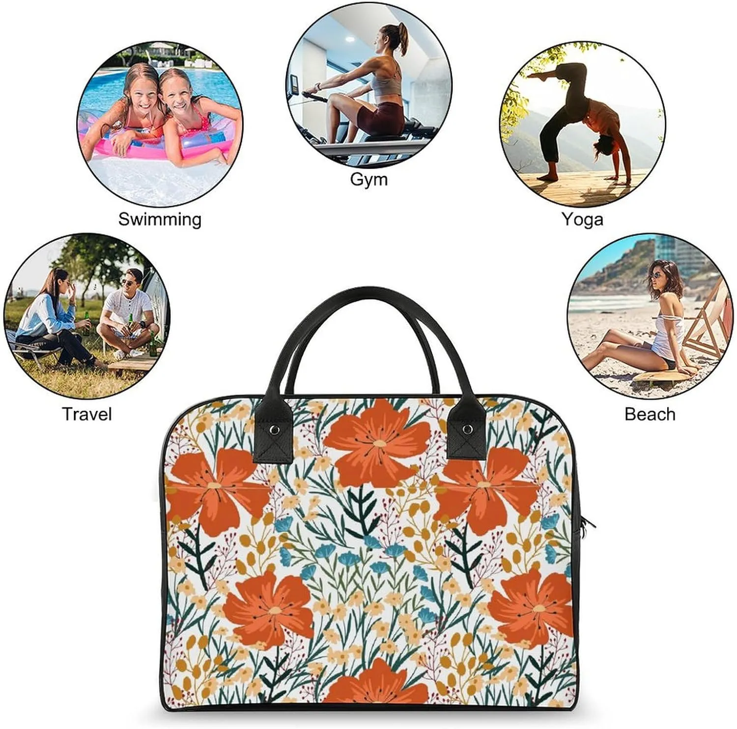 Adults Crossbody Nylon Lotus Florals Fashion Handbag for Business Trip 13" X 19" X 8"