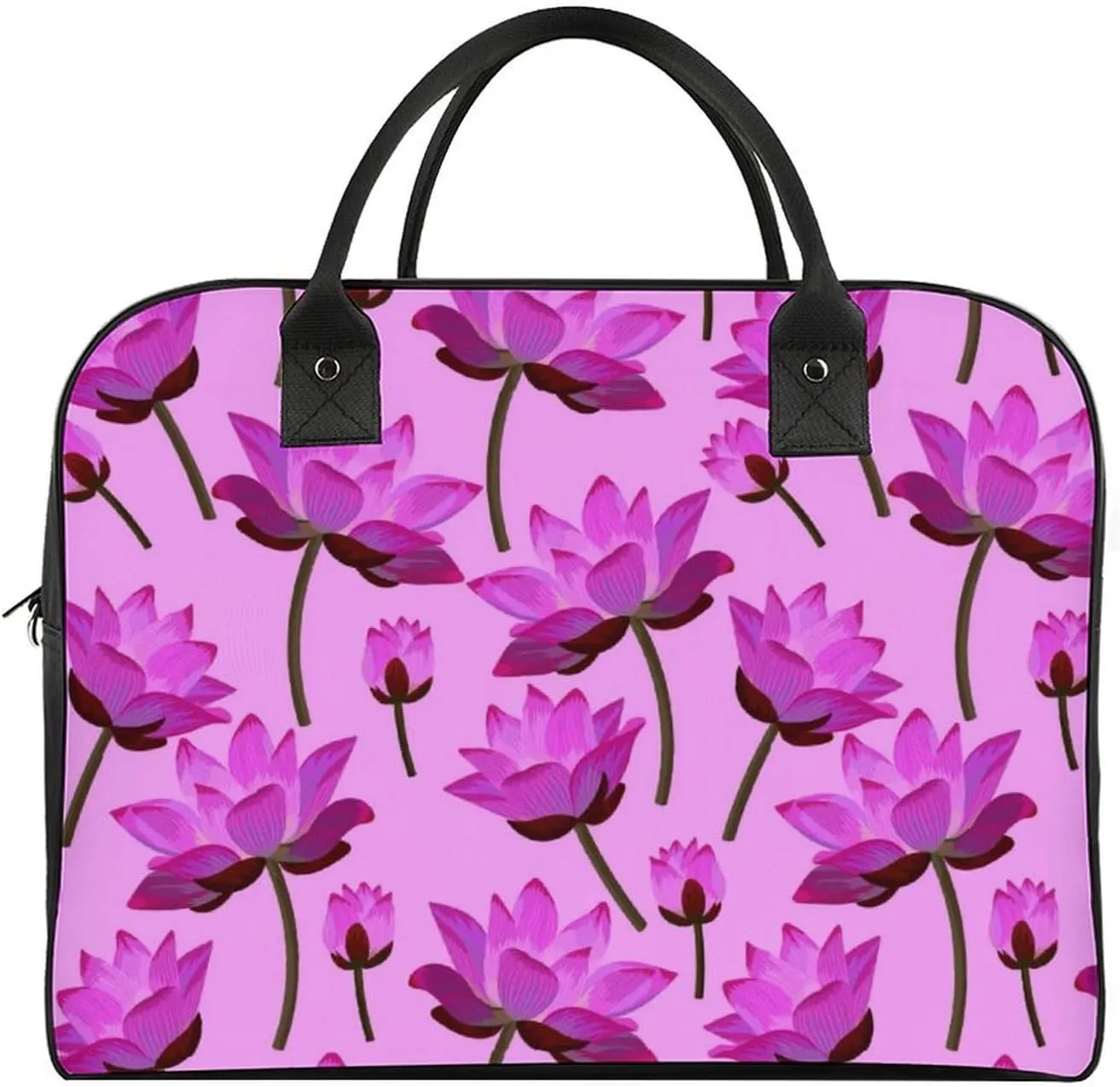 Adults Crossbody Nylon Lotus Florals Fashion Handbag for Business Trip 13" X 19" X 8"