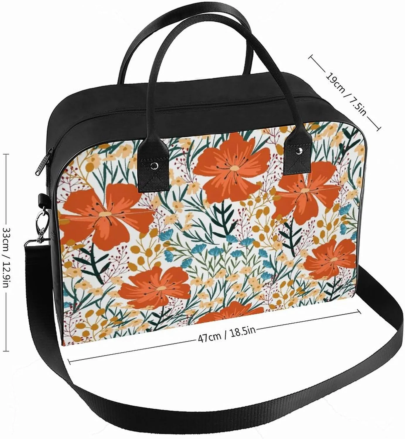 Adults Crossbody Nylon Lotus Florals Fashion Handbag for Business Trip 13" X 19" X 8"